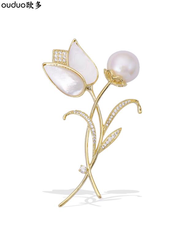 ブローチ セレモニー 卒業式 入学式 装身具 おしゃれアイテム シェル チューリップ 花 個性 コサージュピン バックル コート アクセサリー