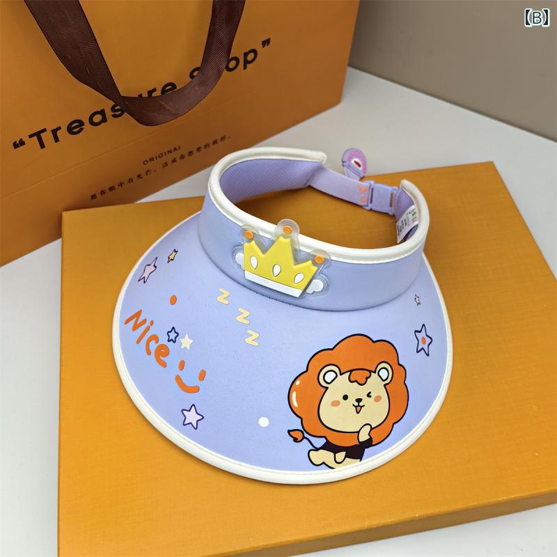 セキュアデポのサンバイザー 子供 夏 空 ハット 日焼け防止 UV バイザー 幼稚園 通気性 つば広 帽子 男の子 女の子 トップし 屋外 ユニセックス 調節可能｜アングル2