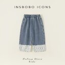 デニムパンツ 女の子 キッズファッション ボトムス パンツ ズボン ショーツ ロング ジーンズ レース ストレート カジュアル キッズ 普段着 子供 春