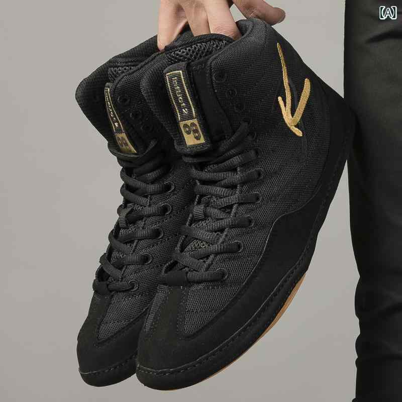 シューズ ボクシングシューズ ジム レスリング ボクシング プロ 競技 会 メンズ レディース 屋内 トレーニング ハイ カット ラバー ブーツ 子供用 戦闘