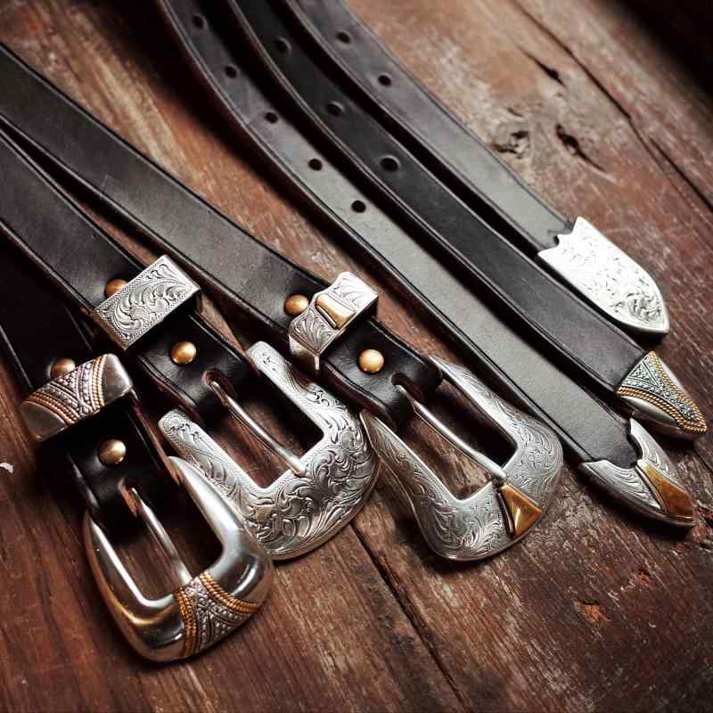 レディース ベルト 古風 革 レザー アメリカン ホー ウィン アメリカン レザー レトロ カウボーイ 騎兵 紳士 唐草 ベルト ベルト