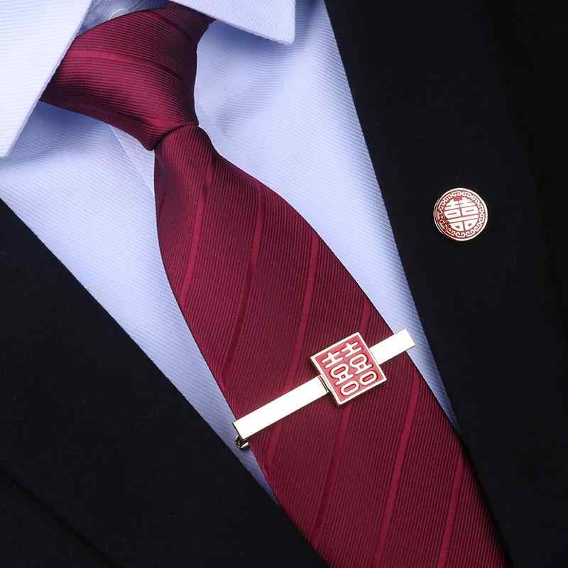 ネクタイ タイピン クリップ ブローチ コサージュ ピンバッジ ハッピーワード 赤 セット メンズ ジッパ..