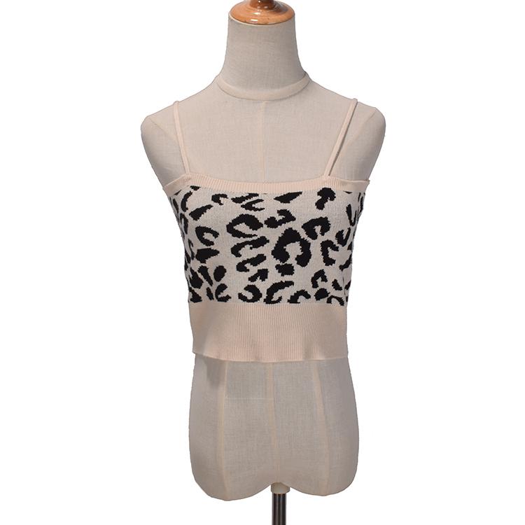 トップス レディース ファッション 魅惑的 美しい バック ヒョウ柄 ニットキャミソール インナーウェア..
