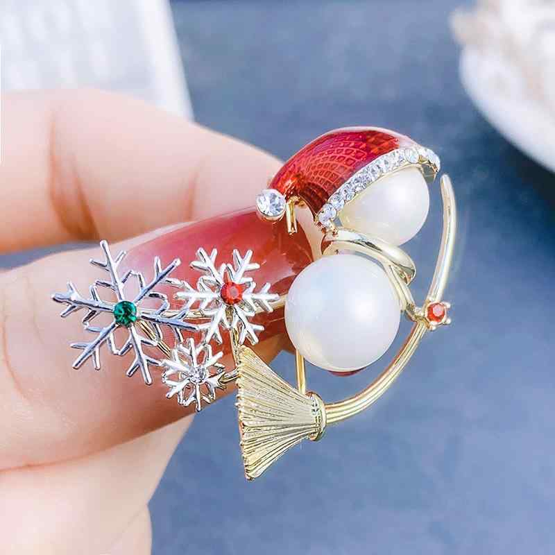 コート レディース ブローチ 大人 かわいい 襟ピン 胸飾り 赤い 帽子 雪るま スキー スノーフレーク ピン セーター 帽子