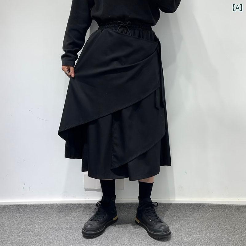 メンズ 紳士服 パンツ ボトムス ダーク シンプル ユニーク レトロ モード フリーサイズ ブラック 夏