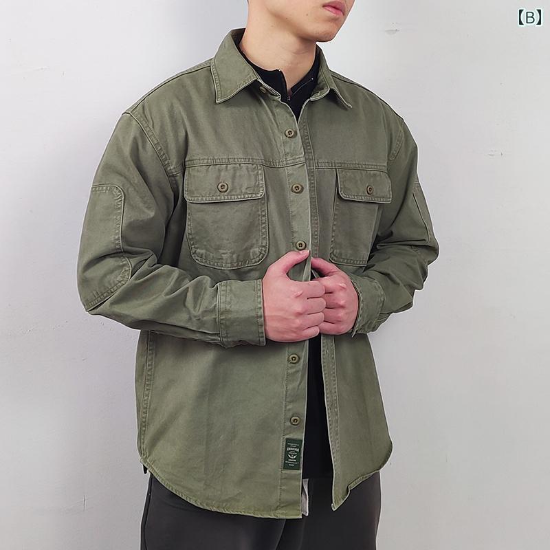 ジャケット メンズ レディー スウォッシュ 加工 ダメージ デニムジャケット 大きいサイズ ゆったり アメリカン スポーツ ワークシャツ 厚手 綿 春秋