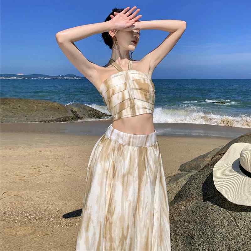 夏 ドレス エスニック スタイリッシュ ノースリーブ トップス ロングスカート レディース リゾート 魅惑 上下セット