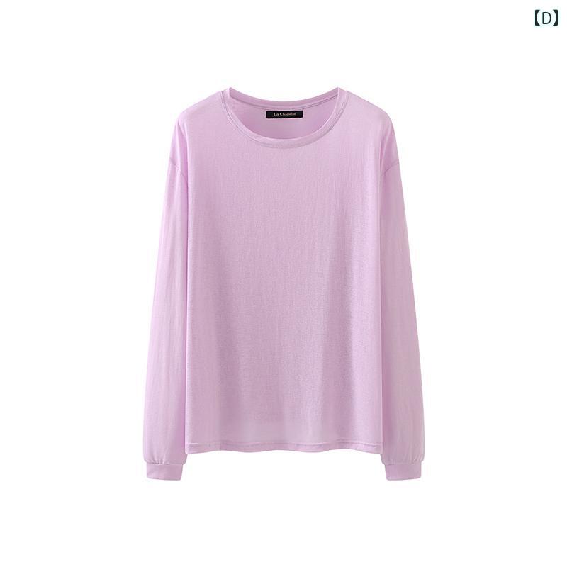 Rakuten - ラウンドネック 無地 長袖 Tシャツ ロンT レディース ゆったり 日焼け防止 マルチウェイ 着回し シンプル ママコーデ