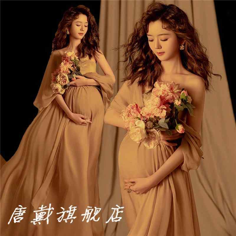 マタニティ フォト おしゃれ ファッション 写真 フォト スタジオ フレンチ レトロ 妊婦 ママ 魅惑 ドレス フリーサイズ ワンピース シンプル