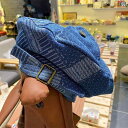 デニムブルー 帽子 レディース 夏 薄手 ベレー 帽 クール 英国 レトロ 画家 ストリート つばし