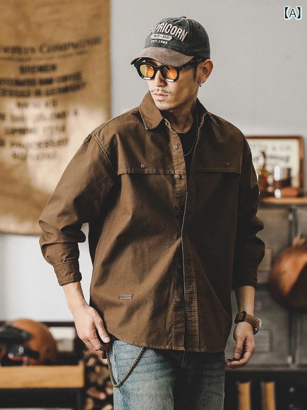 Rakuten - メンズ 春秋 長袖シャツ トップス 羽織 レイヤード アメリカン レトロ おしゃれ カジュアル 合せやい ワーク レジャー アウトドア デイリー 旅行