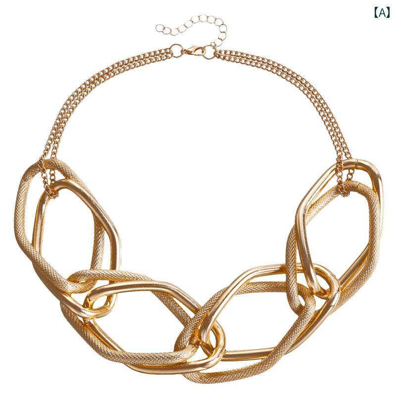 レディース チェーン ネックレス アメリカン ジュエリー 幾何学的 個性 誇張 ヒップ ホップ 女性 クール 太い