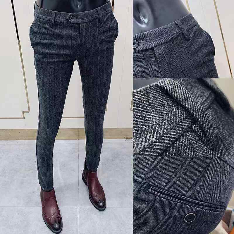Skinney Pants - スーツパンツ スラックス メンズ ビジネスカジュアル ロングパンツ スリムフィット レジャー 秋 ストレッチパンツ メンズ 都会 英国 シンプル