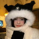 ワンピース レディース 秋 冬 かわいい 耳 ぬいぐるみ 帽子 スカーフ 手袋 3 点 セット 暖かい 厚手 サイクリング 耳保護