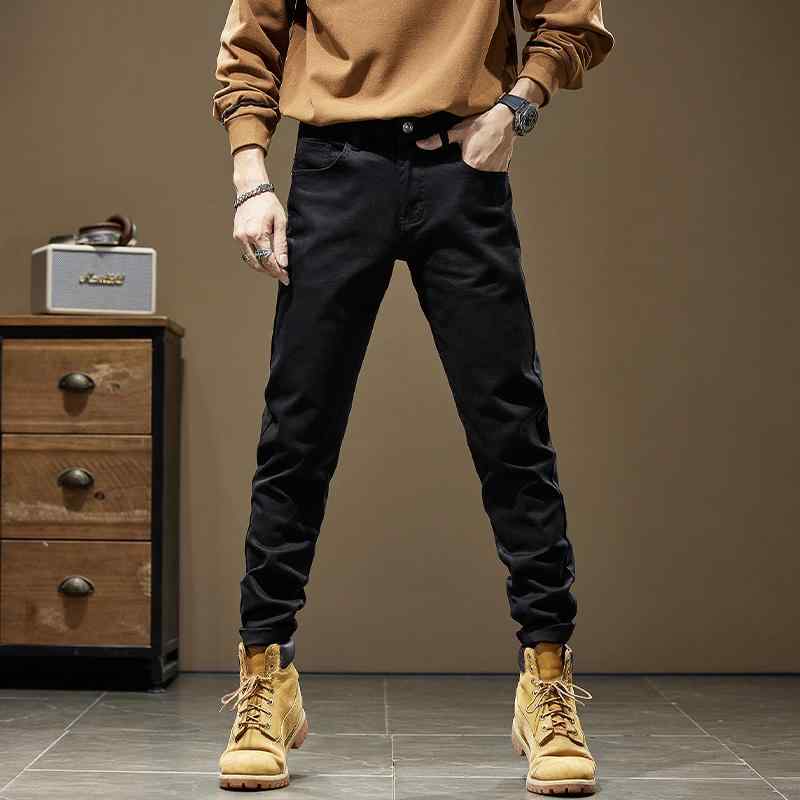 デニムパンツ カジュアル スタイリッシュ おしゃれ メンズ レトロ ファッション 個性的 韓国 ジーンズ 伸縮性 スリム 春 ハイエンド 個性