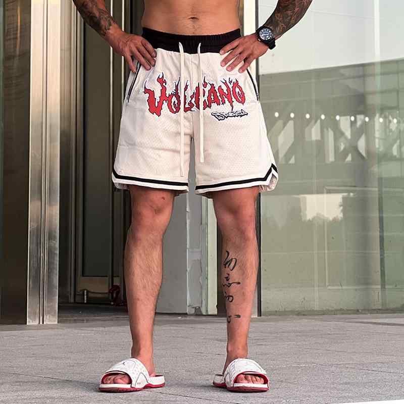 パンツ フィットネス メンズ マッスル アメリカン スポーツ ショーツ 刺繍 ミッド バスケットボール ランニング トレーニング 夏 カジュアル 五分丈