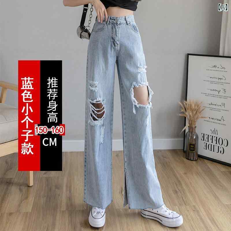 Straight Jeans - デニム パンツ ストレート ジーパン ハイウエスト カジュアル シンプル おしゃれ 普段着 マルチシーン 大人 レディース ファッション 夏