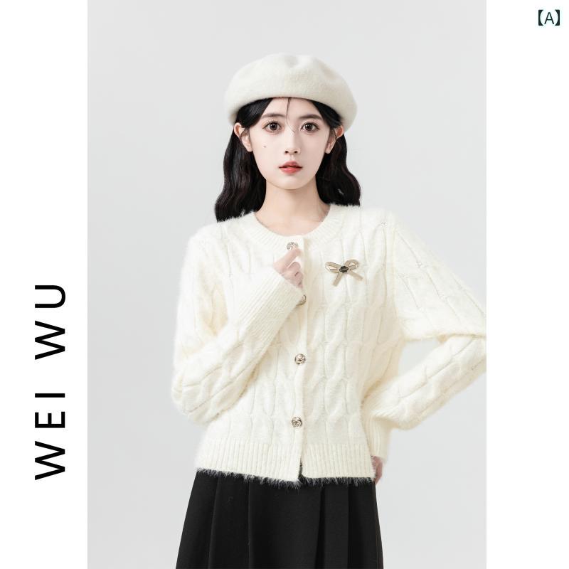 レディース 秋冬 長袖ニットカーディガン トップス カレッジ モテ服 韓国 レイヤード 大人 かわいい アップ 快適 暖い デート イベント レジャー オフィス 女子会 旅行