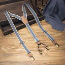 サスペンダー おしゃれ 英国 レトロ メンズ クリップ PU ユニセックス ショルダーストラップ パンツ ズボン ベルト 韓国