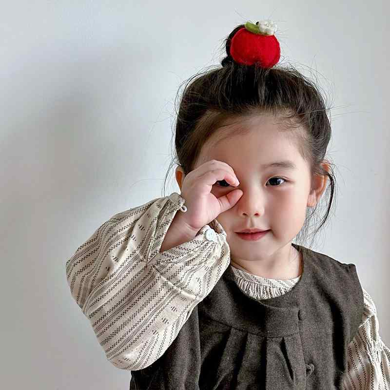 ベビー キッズ ヘアゴム かわいい ウール アップル イチゴ 子供 ヘアバンド ヘアピン ヘアピン ヘッド ..
