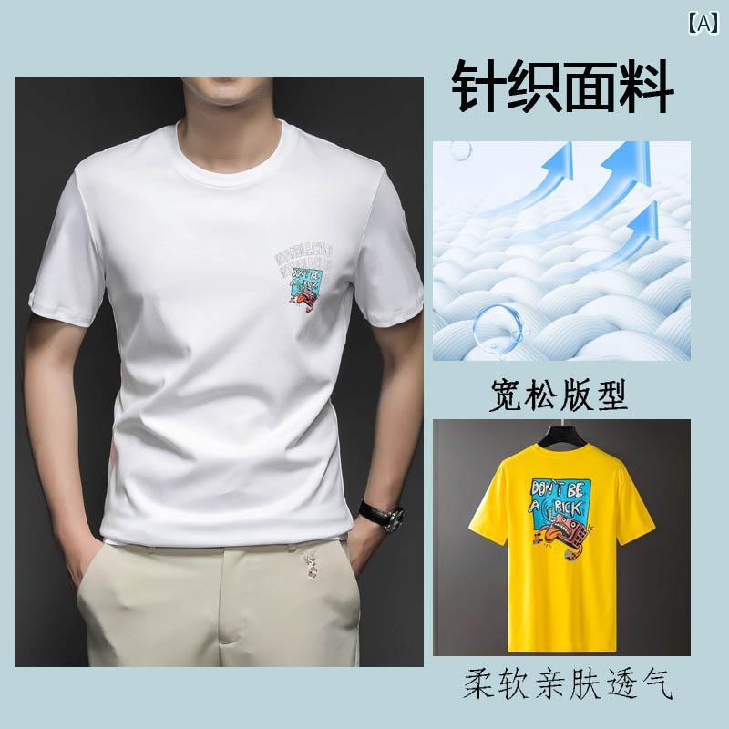 シャツ Tシャツ メンズ 背面 絵 綿 液体 アンモニア 半袖 ラウンドネック 夏 プリント ヘビーウェイト ..