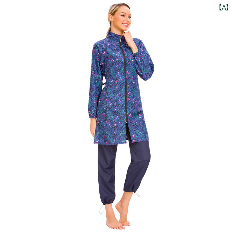 スイムスーツ 素肌カバー 水着 アラビア 女性 保守的 ビーチウェア 東南 アジア スプライシング デジタル プリント