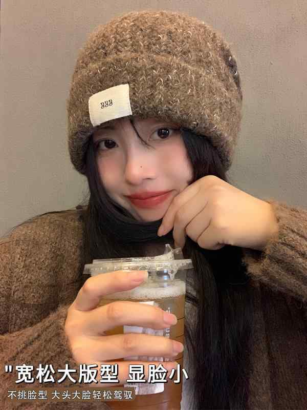 レディース 冬 ニット ウール 帽 帽子 布 ラベル 帽 ゆったり 大きい 頭囲 暖かい ...