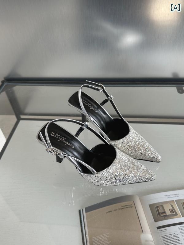 レディース ハイヒール サンダル 美脚 婦人靴 おしゃれ 魅力的 キャバ ヒール スティレット ポインテッ..