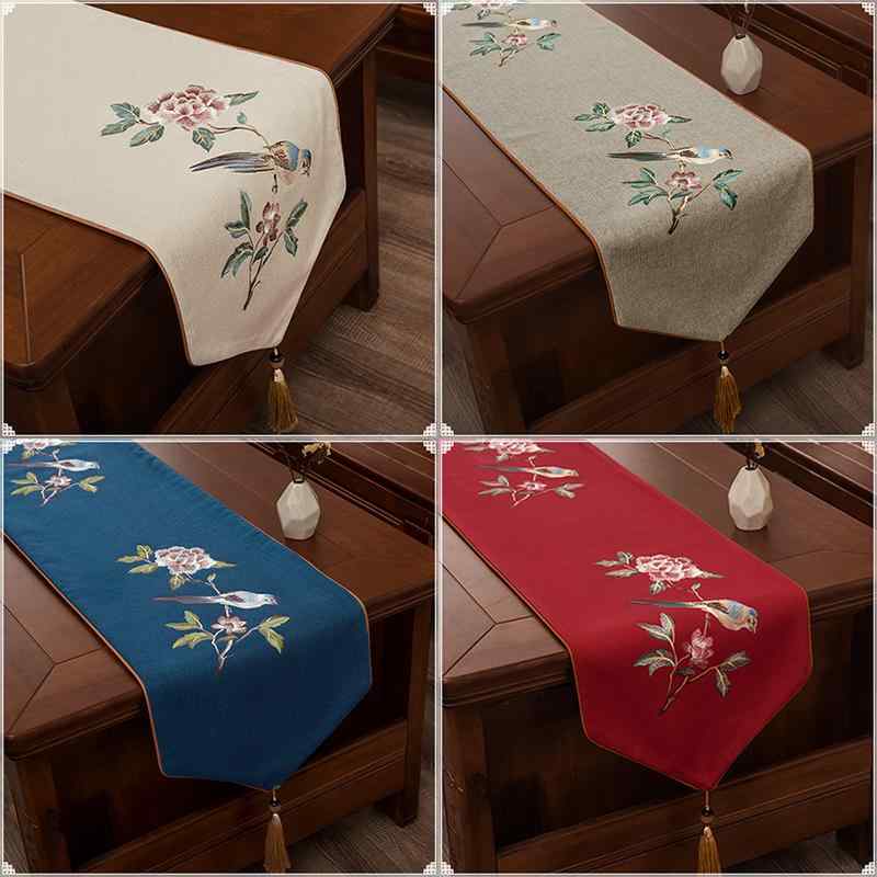 テーブルランナー 中国風 テーブル フラグ コーヒーテーブル リビングルーム ベッド テーブルクロス 布 タッセル センタークロス