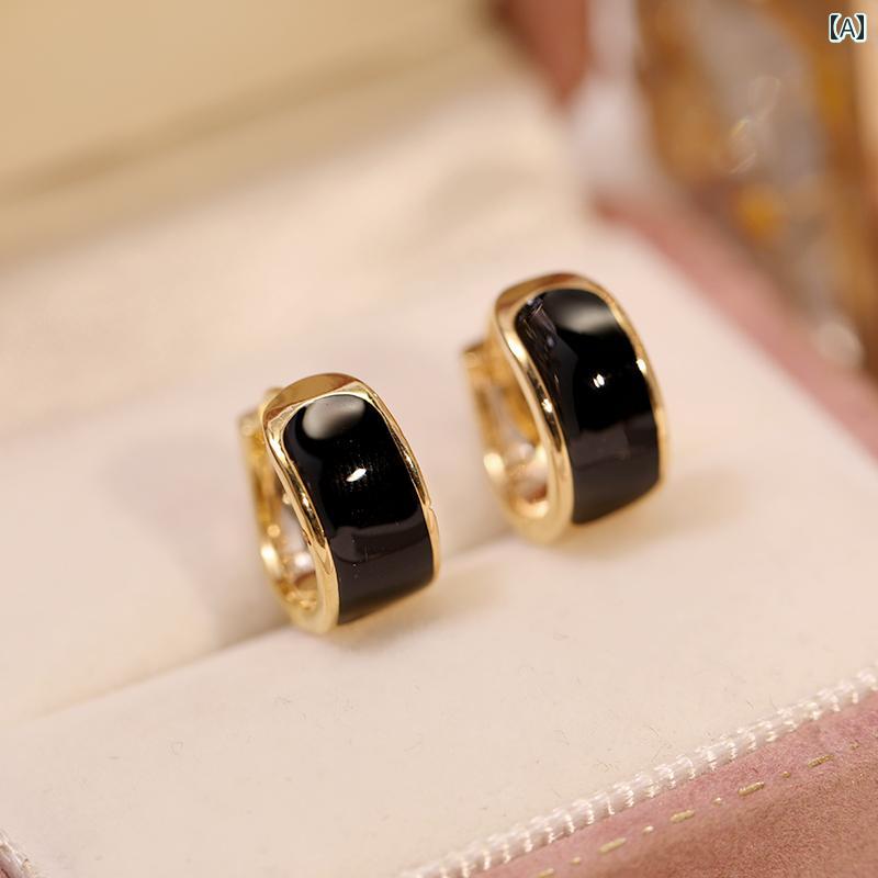 ピアス レディース アクセサリー ジュエリー ブラック オイル ドロップ シンプル レトロ エレガント レ..