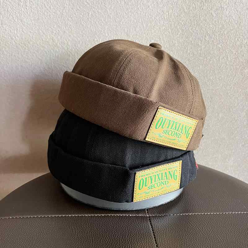 ロール帽 つばし メロン 帽子 メンズ レトロ ビッグ 布 ラベル セーラー 帽子 レディース 秋 ストリート ヒップ ホップ 家主 帽子 ファッション