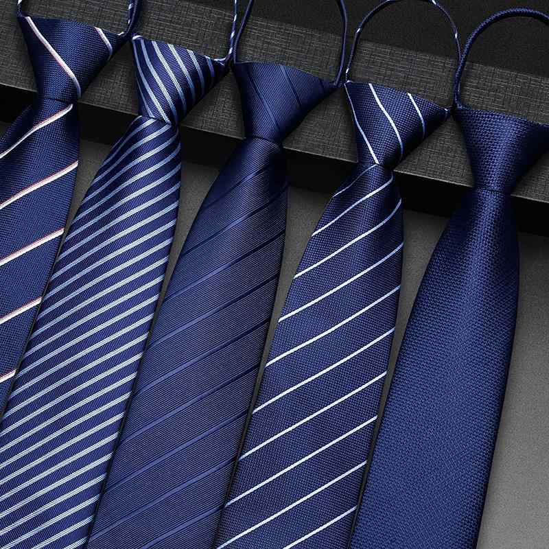 シャツ メンズ フォーマル ネクタイ ジッパー式 ビジネス ブルー ストライプ ハイエンド ノット フリー スーツ