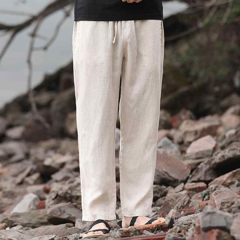 パンツ メンズ ズボン ゆったり 男性用 リネン コットン カジュアル 大根 ワイド レッグ 九分丈 唐 スーツ 男性用 粗布