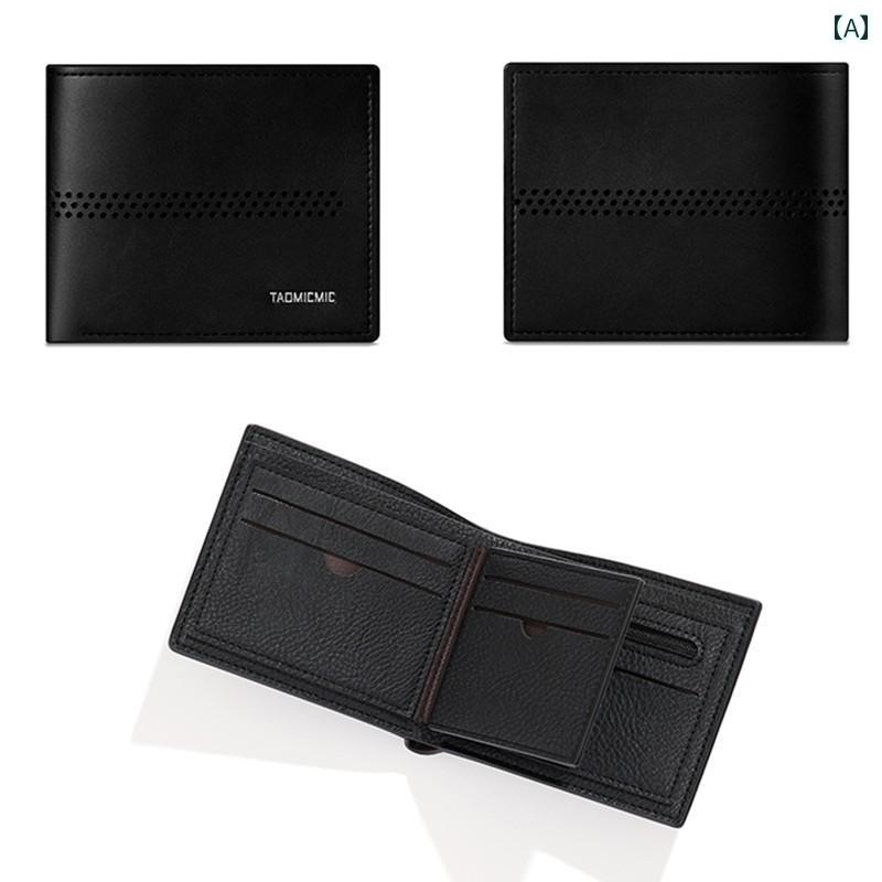 メンズ 財布 レザー ショート ウォレット レトロ ソリッドカラー コイン クリップ 複数 カードスロット..