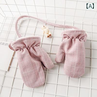 セキュアデポの手袋 防寒 ベビー 赤ちゃん 幼児 女の子 男の子 手ぶくろ ミトン 冬 裏起毛 厚手 暖かい ひも｜アングル2