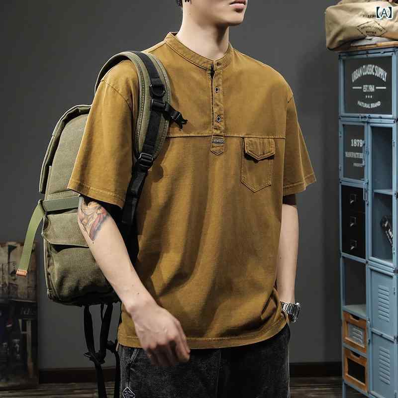 Tシャツ アメカジ 半袖 夏 ゆったり 大きめサイズ ベーシック シンプル カジュアル ホームウェア トップス メンズ ファッション デイリー(4.0)