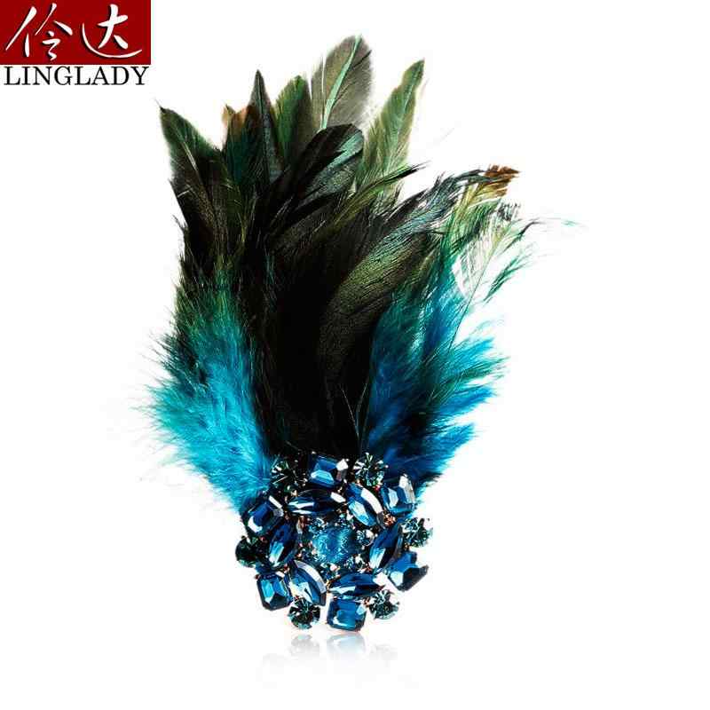 ブローチ セレモニー おしゃれ ジュエリー ブルー ピン フェイク 花車 コサージュ フェザー コーラス パフォーマンス レディース ファッション アクセサリー 装飾品