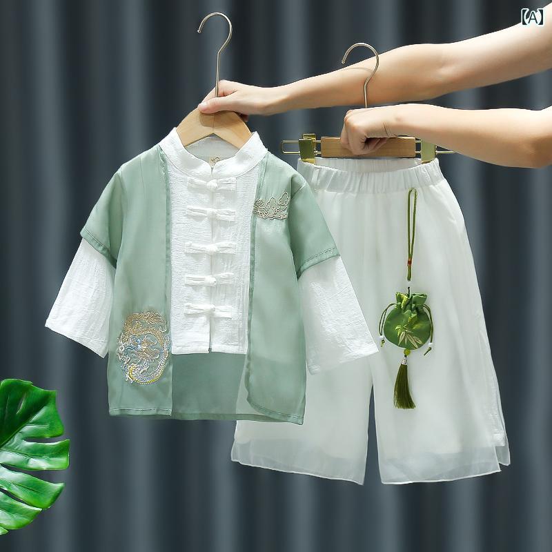 漢服 子供服 かわいい 民族衣装 COS チャイニーズ スタイル 子供用 男の子用 秋服 レトロ 衣装 女の子用 唐服 中華 中秋節 建国 記念日 民族風 衣装