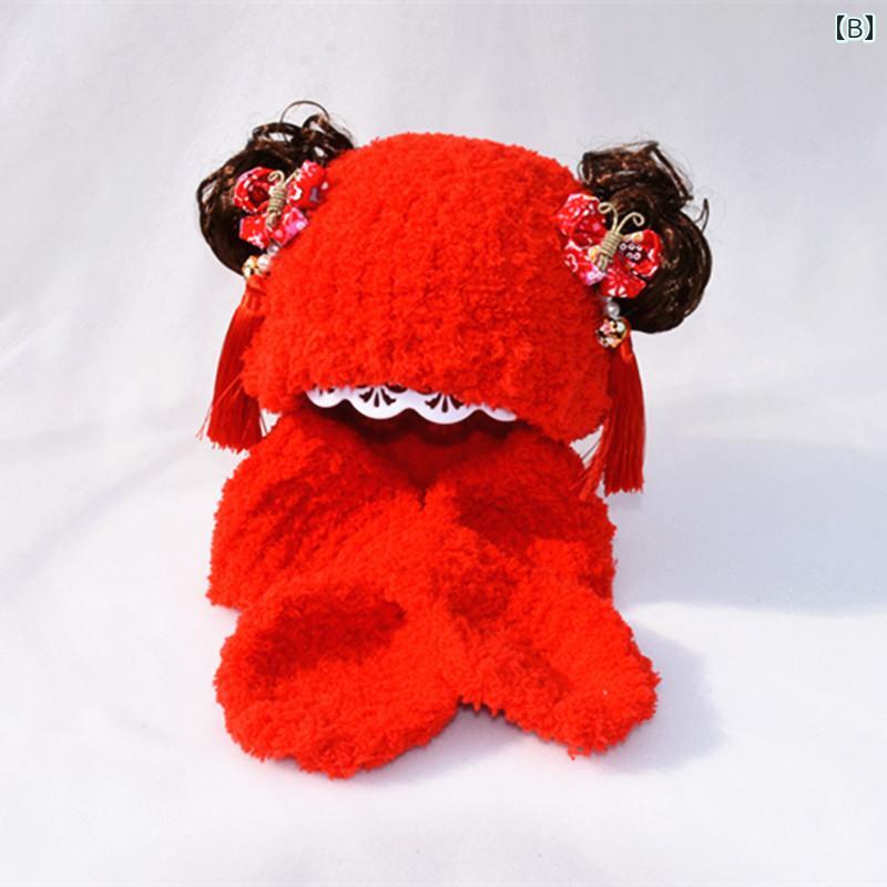 ベビー 帽子 ニット 伝統 派手 お祝い 頭 ヘッド 保護 雑貨 チャイナ風 かわいい ...