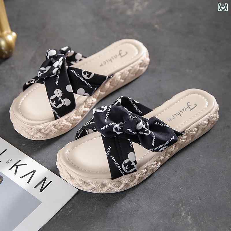 レディース 夏 アウターウェア 濡れ い 厚 スリッパ 韓国 リボン スカート フェアリー サンダル