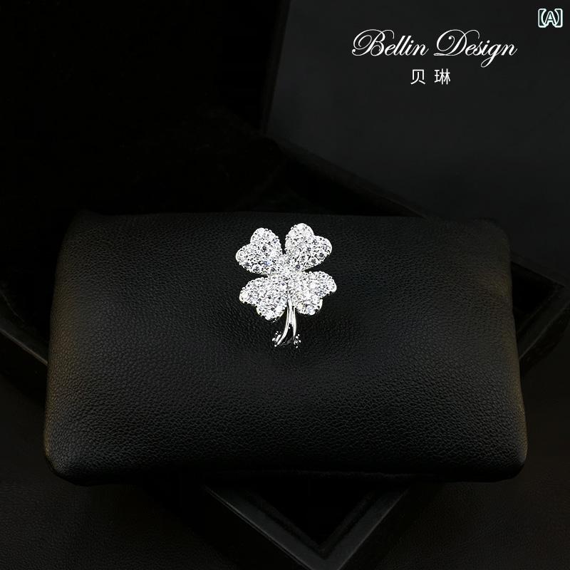 ブローチ おしゃれ 入学式 スーツ 装飾 レディース アクセサリー ジュエリー 雑貨 ミニ クローバー 露出防止 ブローチ 小さめ ピン バックル 固定 襟ピン 春夏 韓国 四つ葉 クローバー 装飾品