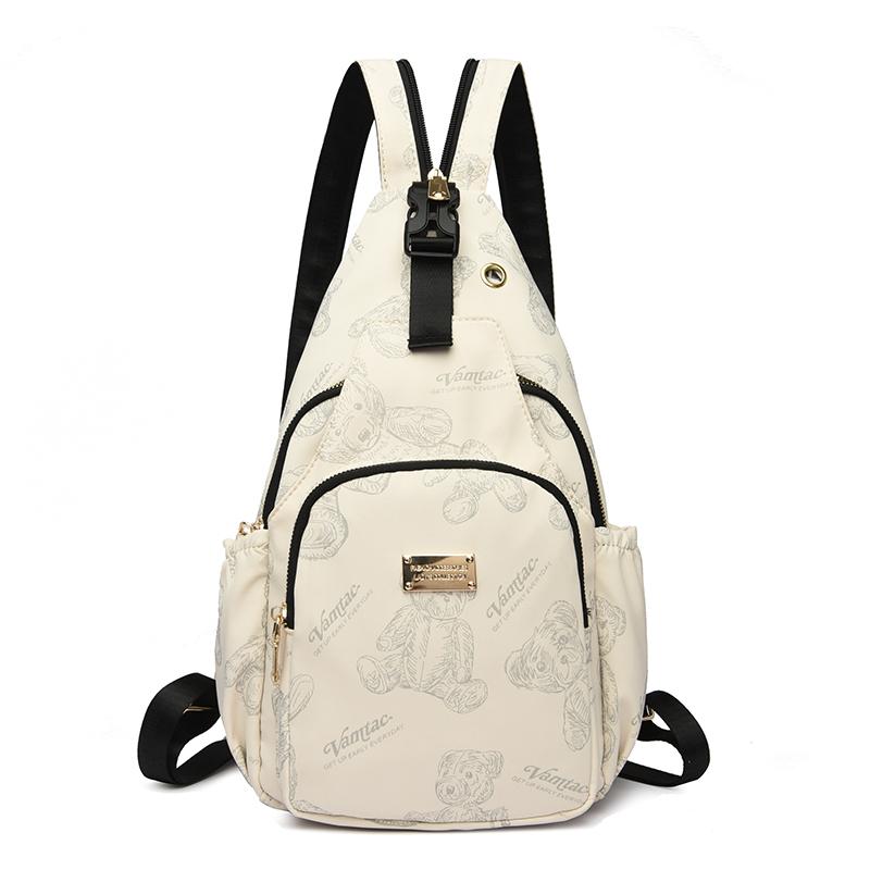 バッグ アメリカ ファッション 女性 軽量 ナイロン プリント チェスト 多機能 デュアル ミニ バック パック