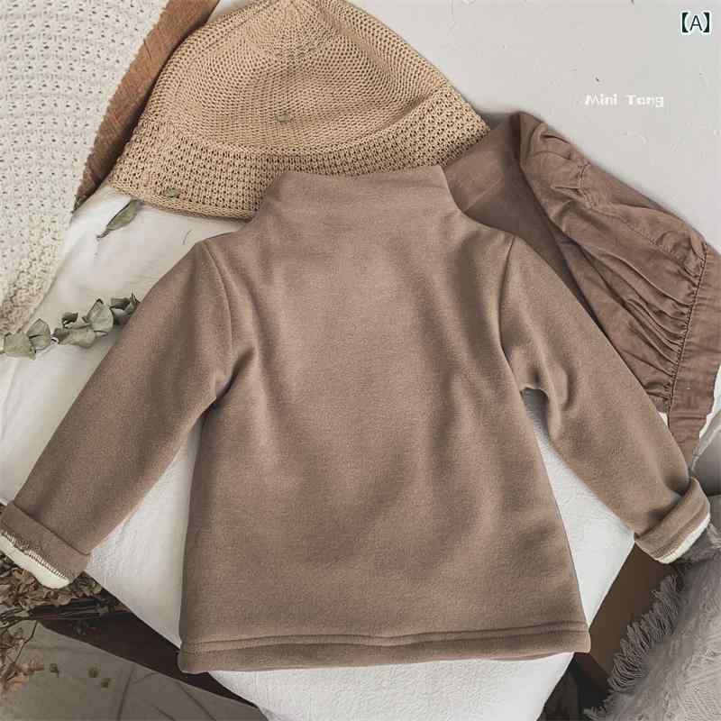 シャツ 冬服 韓国 子供用 ぬい ベルベット スリム ハーフ タートルネック 長袖 Tシャツ 男の子 ガールズ用 ベーシック ベース レイヤー