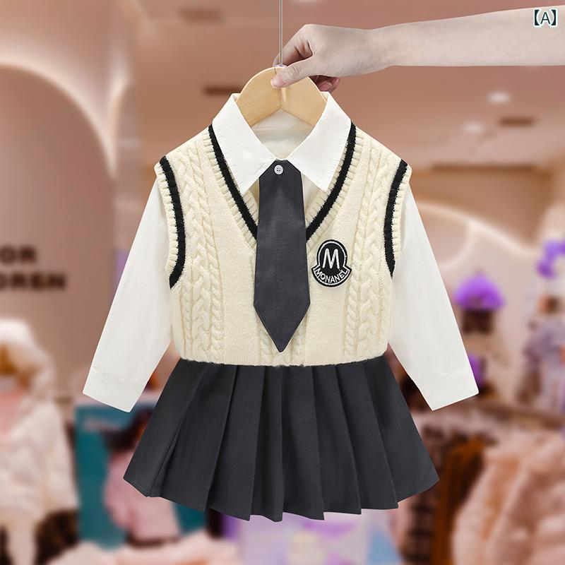 スカート ガールズ カレッジ プリーツスカート 春 子供 jk プリンセス ベビー ニット スーツ 春秋