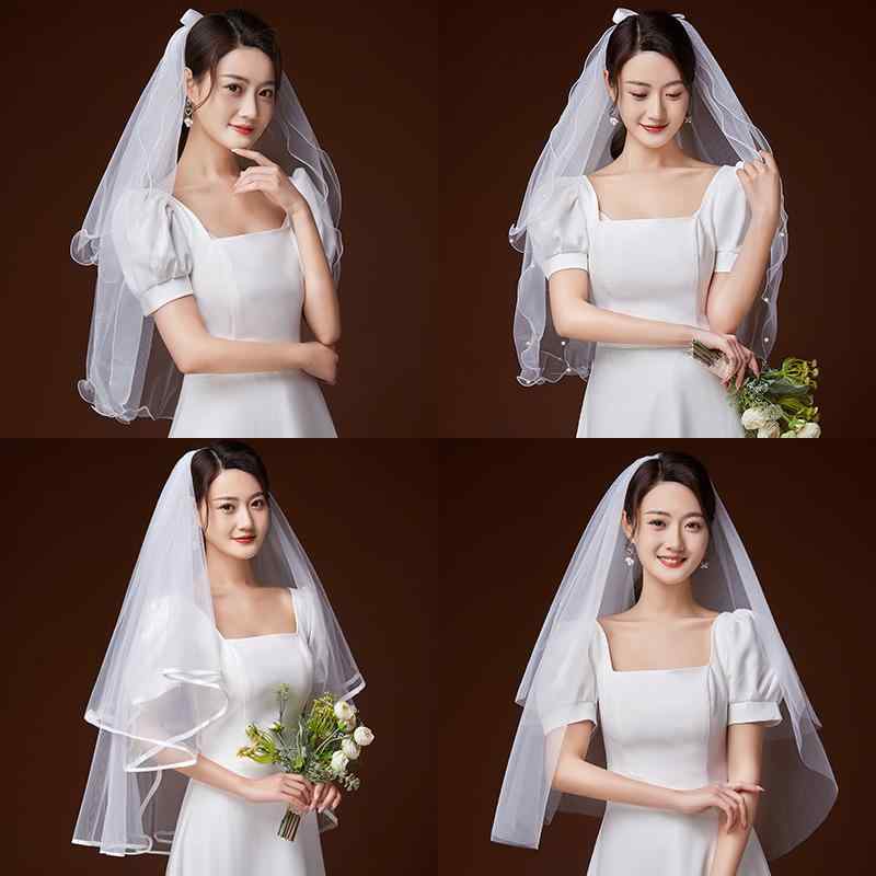 ウェディングベール ブライダル 結婚式 エレガント ベール 帽子 写真 小道具 花嫁 ホスト ドレス ベー..