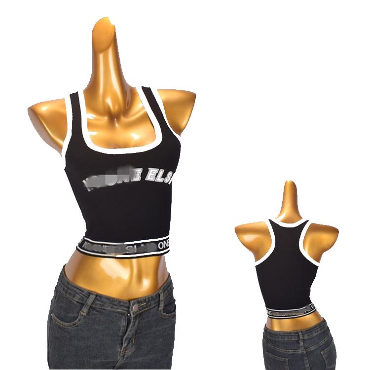 レディース ファッション 夏 韓国 スリム ストレッチ ショート レター ニット サスペンダー 魅惑的 へそ出し ベスト