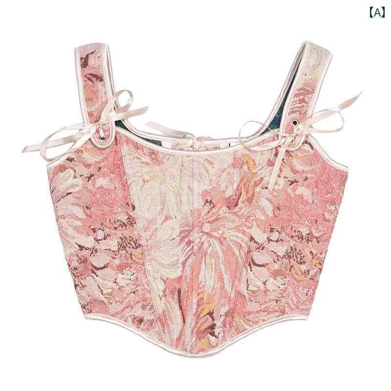 コルセット 中世 コスプレ インク エレガント ベスト フレンチ ショート ストラップ コルセット キャミ..