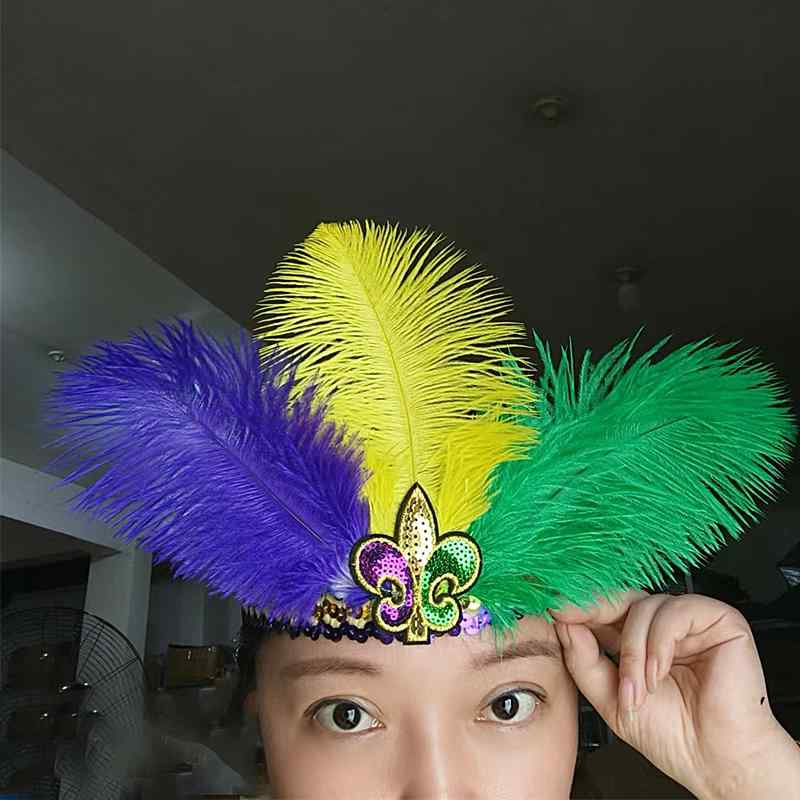 エスニック インド アフリカ ヘッド 羽帽子 ダンス パフォーマンス 小道具 頭飾り ダチョウ 髪 ヘッド ..