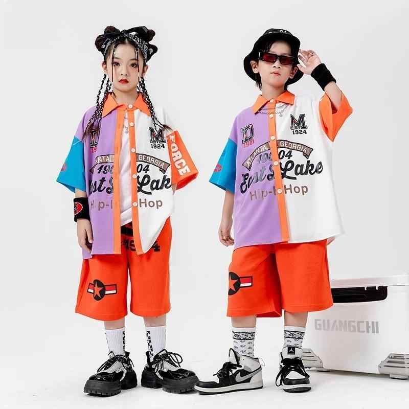 キッズ 子供服 ダンス 衣装 セット 半袖 カラフル 韓国 おしゃれ ヒップホップ ス...