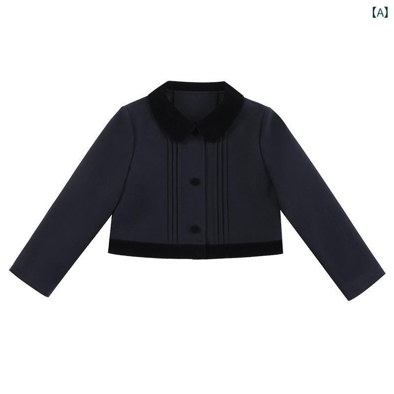 Occidental Goods - コート スカート 子供服 おしゃれ キッズ 秋 親子 ベルベット スプライシング ショート カレッジ スタイル スーツ 女性
